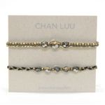 CHAN LUU（チャンルー） 1ラップ Friendship COLLECTION set 2 ペア・ブレスレット／ミサンガ ギフト、記念日オススメ☆オリーブ、ゴールド、ブラックのコットンコードにミラークリスタルをミックス BS-3308 OLV MIX