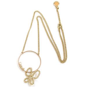 Chloe（クロエ） ピンクベージュ×バタフライモチーフ ペンダント2O0497 AX8 129