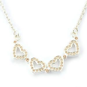 FOLLI FOLLIE（フォリフォリ） Heart4Heart Necklace ハート4ハート ネックレス シルバー ピーチ 3N1F033S