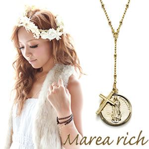 Marea rich（マレアリッチ） 2way Yネックレス レリーフコイン×クロス ゴールド 10KA-05