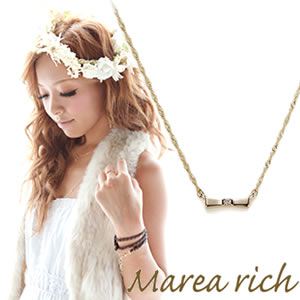 Marea rich（マレアリッチ） K10 リボンモチーフネックレス ゴールド×ダイヤモンド 10KJ-05