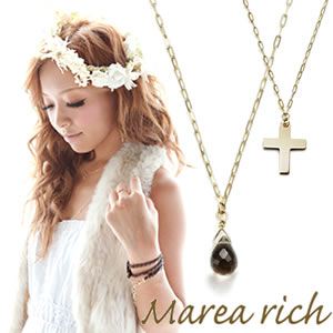 Marea rich（マレアリッチ） K10 クロスモチーフ・スモーキークォーツ 2WAY ロングネックレス ゴールド 10KJ-22