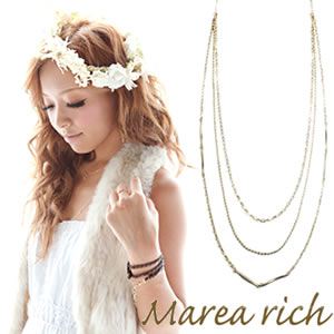 Marea rich（マレアリッチ） Triple Necklace K10 3連ネックレス ゴールド 10KJ-28