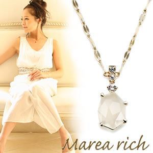 Marea rich（マレアリッチ） 半貴シリーズ K10 ネックレス ペンダント ゴールド×ホワイトムーン／ホワイトサファイア 12KJ-18