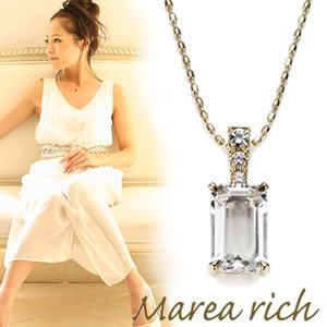 Marea rich（マレアリッチ） 半貴シリーズ K10 ネックレス ペンダント ゴールド×ホワイトクォーツ／ホワイトサファイア 12KJ-22