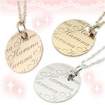 Name Order Necklace ネームオーダーネックレス ダイヤ付 10K（10金） オーバルネックレス（チェーン40cm）YG／PG／WG