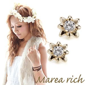 Marea rich（マレアリッチ） K10 シンプルダイヤピアス ゴールド×ダイヤモンド 10KJ-10