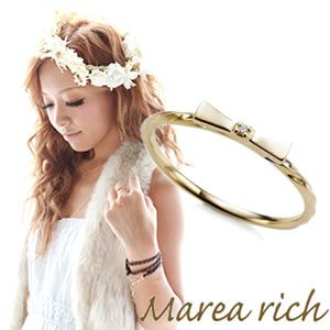 Marea rich（マレアリッチ） K10 リボンモチーフリング ゴールド×ダイヤモンド 10号 10KJ-06