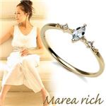 Marea rich（マレアリッチ） K10 ピンキーリング ゴールド×アクアマリン／ホワイトサファイア 3号 12KJ-02
