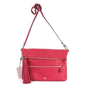 Anya Hindmarch（アニヤハインドマーチ） Maeve Clutch RED リボンロゴ型押し ショルダーバッグ クロスボディ クラッチバッグ ベルベッドカーフ レッド 5.05093E+12