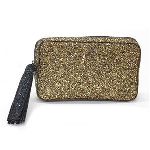 Anya Hindmarch（アニヤハインドマーチ） TWINKLE IN GLITTER TWO TONE ラメ入りグリッター・クラッチバッグ ハンドポーチ ゴールド／ダークネイビー 50509257 27426 Halo and Coal