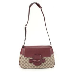 Gucci（グッチ） DRESSAGE オリジナルGG Gホースビット＆ウェブ ショルダーバッグ クロスボディ ベージュ／ディープレッド 296853 F4CKG 8566