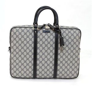 Gucci（グッチ） GGプラス メンズ 南京錠付 ブリーフケース ビジネスバッグ ベージュ／ネイビー 201480 FP47N 4075