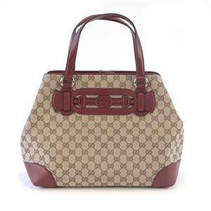 Gucci（グッチ） DRESSAGE オリジナルGG Gホースビット＆ウェブ トートバッグ ミディアム ベージュ／ディープレッド 296850 F4CKG 8566