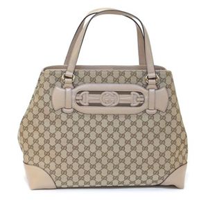 Gucci（グッチ） DRESSAGE オリジナルGG Gホースビット＆ウェブ トートバッグ ミディアム ベージュ／ライトベージュ 296847 F4CKG 8735