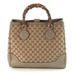 Gucci（グッチ） DIANA バンブーディテール オリジナルGG バンブーハンドル トートバッグ ミディアム ベージュ／グレー 282317 FWCGG 8657