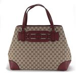 Gucci（グッチ） DRESSAGE オリジナルGG Gホースビット＆ウェブ トートバッグ ミディアム ベージュ／ディープレッド 296847 F4CKG 8566