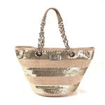 KATE SPADE（ケイトスペード） POINT BREEZE Small Coal スパンコール ボーダーかごバック ラージ ナチュラル／ゴールド PXRU3425 115 Nat／Gold