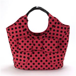 KATE SPADE（ケイトスペード） Pilgrim Hill LARGE TATE ポルカドット＆リボン トートバッグ レッド×ブラック PXRU3761 600 Red