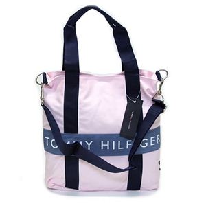 TOMMY HILFIGER（トミーヒルフィガー） SM NS TOTE ショルダーストラップ付 2WAY トートバッグ ピンク×スレートブルー M66912284 661 PINK／SLATE BLUE