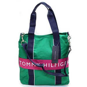 TOMMY HILFIGER（トミーヒルフィガー） SM NS TOTE ショルダーストラップ付 2WAY トートバッグ ケリーグリーン×ベリー M8L200327 316 KELLY GREEN／BERRY