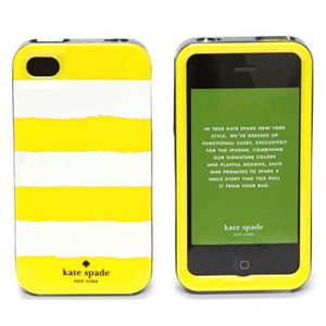 KATE SPADE（ケイトスペード） iPhone4／4S 専用ケース ハードカバー RUGBY STRIPE ボーダー柄 イエロー／ホワイト PSRU0670 705 YWL／WHT