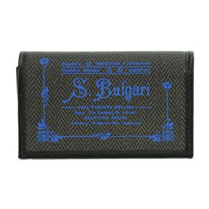 Bvlgari（ブルガリ） COLLEZIONE1910 コレッツォーネ ロゴプリント 6連キーケース ブラック／ブルー 32436 CANVAS／BLK