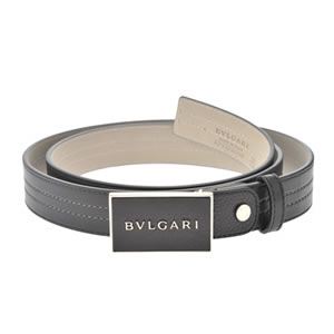 Bvlgari（ブルガリ） ロゴ刻印プレート付 メンズベルト カーフ ブラック 32708 CALF／BLK