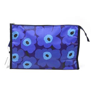 marimekko（マリメッコ） MINI-UNIKKO MEDIA HIPAUS ミニウニッコ柄 マルチポーチ トラベルケース ラージサイズ ブルー×ダークブルー 24494 501 blue／darkblue