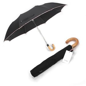 Paul smith（ポールスミス） Crook Umbrella メンズ ワンタッチ 折りたたみ傘 ブラック／マルチストライプ AGXA UMB1 BLACK 1Z Black