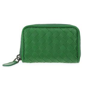 BOTTEGA VENETA（ボッテガヴェネタ） イントレチャート ラウンドファスナー 小銭入れ コインケース ラム革 アイリッシュグリーン 114075-V001N 3105