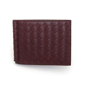 BOTTEGA VENETA（ボッテガヴェネタ） イントレチャート マネークリップ付 二つ折り財布 小銭入れ無し ボルドー 123180-V4651 6130