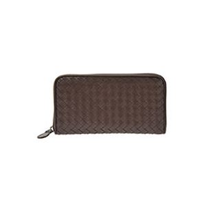 BOTTEGA VENETA（ボッテガヴェネタ） イントレチャート ラウンドファスナー長財布 ラムレザー ダークブラウン 114076-V001N 2040