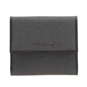 Bvlgari（ブルガリ） WEEKEND ウィークエンド Wホック 小銭入れ付 二つ折り財布 ダークグレー×ブラック 32586 CANVAS／BLK