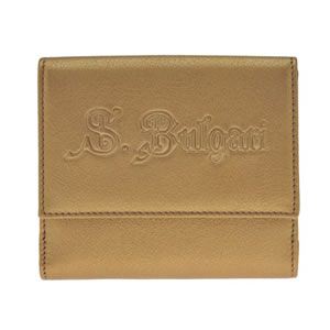 Bvlgari（ブルガリ） S.BULGARI ロゴ型押し カーフ Wホック 小銭入れ付 二つ折り財布 ブロンズ 32851 CALF／BRZ