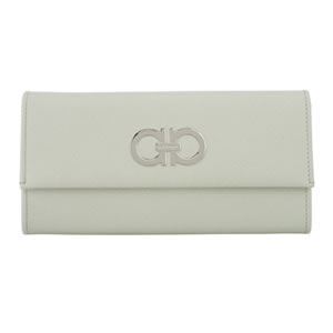 Salvatore Ferragamo（サルヴァトーレ フェラガモ） 二つ折り長財布 ホワイト 22 7121 455712 PORCELLANA PEBBLE