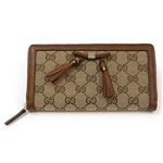 Gucci（グッチ） GGキャンバス×レザー バンブーリボンタッセル付 ラウンドファスナー長財布 ベージュ／エボニー 269991 FWCGG 8526