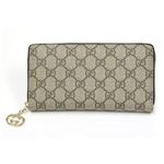 Gucci（グッチ） GGプラス GGチャーム付 ラウンドファスナー長財布 ベージュ／ダークブラウン 212110 FN0AG 9768