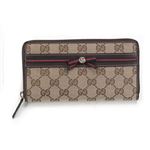 Gucci（グッチ） オリジナルGG リボンウェブ ラウンドファスナー長財布 ベージュ／ブラウン 257003 FFKPG 9791