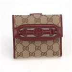 Gucci（グッチ） オリジナルGG インターロッキングGホースビット ウェブ Wホック 二つ折り財布 ベージュ／ディープレッド 295352 F4CKG 8566