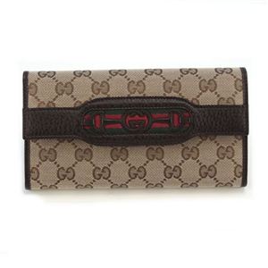 Gucci（グッチ） オリジナルGG インターロッキングGホースビット ウェブ 二つ折り長財布 ベージュ／ブラウン 295353 F4CKG 9791