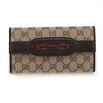 Gucci（グッチ） オリジナルGG インターロッキングGホースビット ウェブ 二つ折り長財布 ベージュ／ブラウン 295353 F4CKG 9791