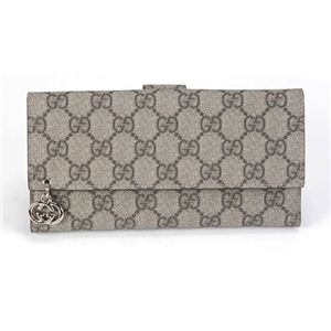 Gucci（グッチ） GGプラス GGチャーム付 Wホック 二つ折り 長財布 ベージュ／ココア 212104 FN0AG 9768