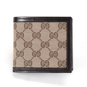 Gucci（グッチ） オリジナルGG メンズ 小銭入れ付 二つ折り財布 ベージュ／エボニー 237359 F4C7R 9643