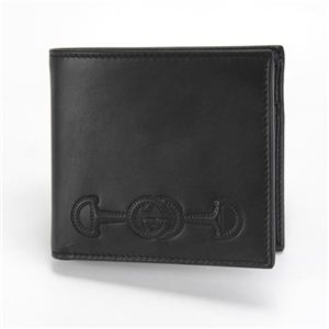 Gucci（グッチ） DRESSAGE カーフ Gホースビット メンズ 小銭入れ付 二つ折り財布 ブラック 295597 BGH0N 1000