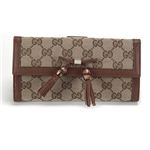 Gucci（グッチ） BELLA ベラ GGキャンバス×レザー Wホック 二つ折り長財布 ベージュ／エボニー 269981 FWCGG 8526