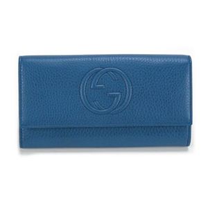 Gucci（グッチ） SOHO エンボス加工インターロッキングG 二つ折り長財布 リビエラブルー 282414 A7M0X 4611