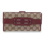 Gucci（グッチ） オリジナルGG インターロッキングGホースビット ウェブ Wホック 二つ折り長財布 ベージュ／ディープレッド 295351 F4CKG 8566