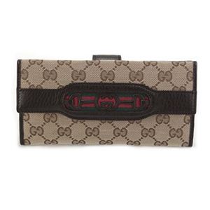 Gucci（グッチ） オリジナルGG インターロッキングGホースビット ウェブ Wホック 二つ折り長財布 ベージュ／ブラウン 295351 F4CKG 9791