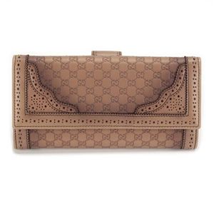 Gucci（グッチ） ブローグ マイクログッチシマ Wホック 二つ折り長財布 ハニー 295355 AZR2A 2722